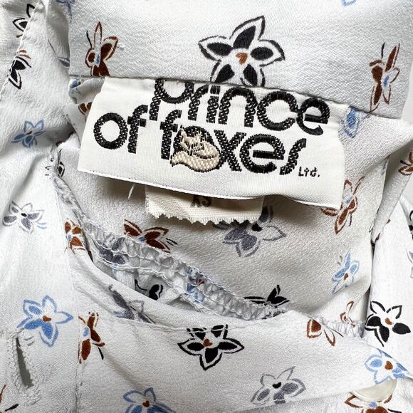 Retro Prince Of Foxes Floral Polyester Long Sleeve Button Up Shirt - Picture 4 of 4